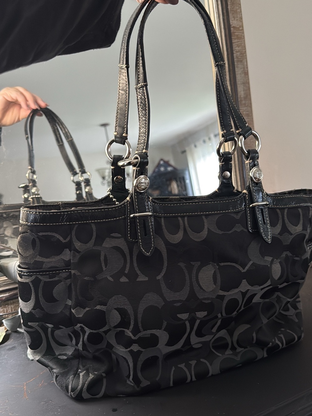 Coach Black Signature Canvas and Leather Tote